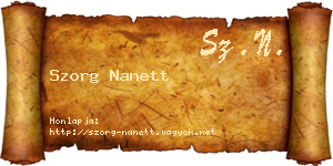 Szorg Nanett névjegykártya